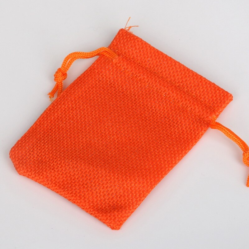 7 x 9/10 x 14/15 x 20cm 5 stuks linnen katoenen trekkoord tas grijs oranje kleur verstelbare sieraden verpakkingszakken