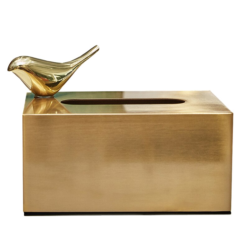 Caja de pañuelos decorativa con de pájaro dorado, cajas de pañuelos con adsorción magnética de animales para mesa de cena, soporte para servilletas, organizador de toallas de papel