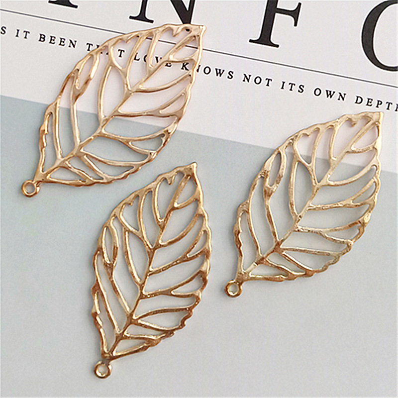 10 stk/lot legering bladgull anheng knapper ornamenter smykker øredobber choker hår gjør-det-selv smykketilbehør håndlaget