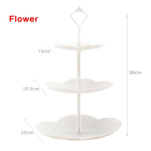 3 Tier Plastic Taart Staan Afternoon Thee Bruiloft Platen Partij Dessertbord Fruit Groente Opbergrek TablewareTool Houder: C