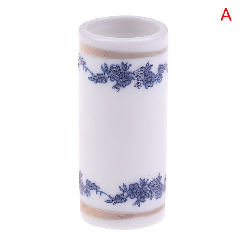 1Pc 1:12 Doll House Miniatures Ceramics Vase Chopsticks Pen Holder Accessories Decorative 2 Styles: A