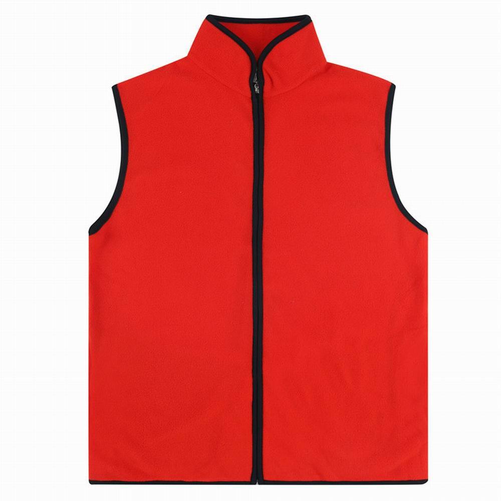 Winter Full-Zip Fleece Vest Warm Stand Kraag Lente Zachte Effen Kleur Vest Met Zakken