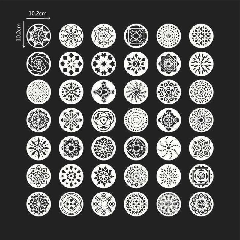 42Pcs Mandala Schilderen Templates Perfect Voor Diy Schilderij Art Ronde Patroon Holle Boord