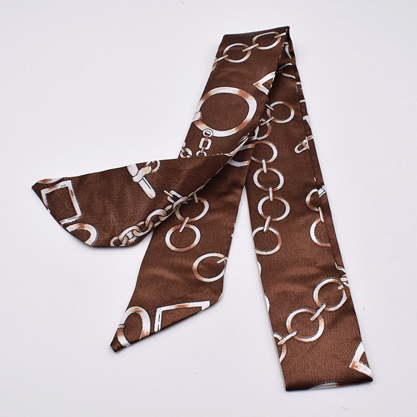 Petit foulard en soie pour femme imprimé poignée sac rubans foulard de tête petits foulards longs et fins
