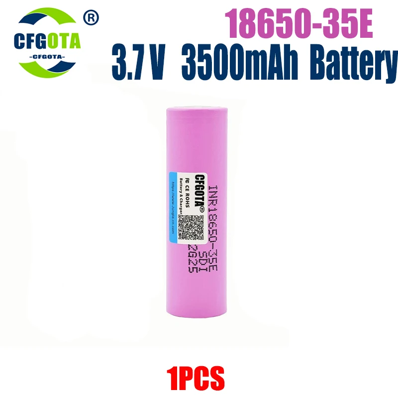 Batería 18650 35E 3,7 V 3500mAh descarga 18650 batería de iones de litio 3,7 v INR18650-35E batería recargable para linterna: Plata