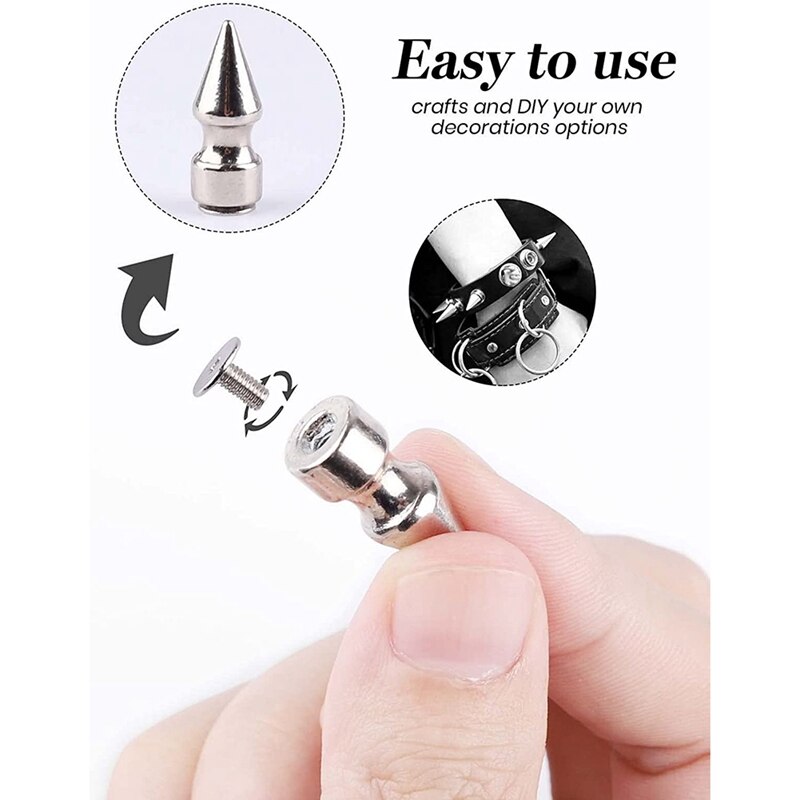 270Set Spikes And Studs,Mixed Shape Punk Spike Rivets Metallic Cone Screw Back Studs With Install Tool For Leather Craft Retail