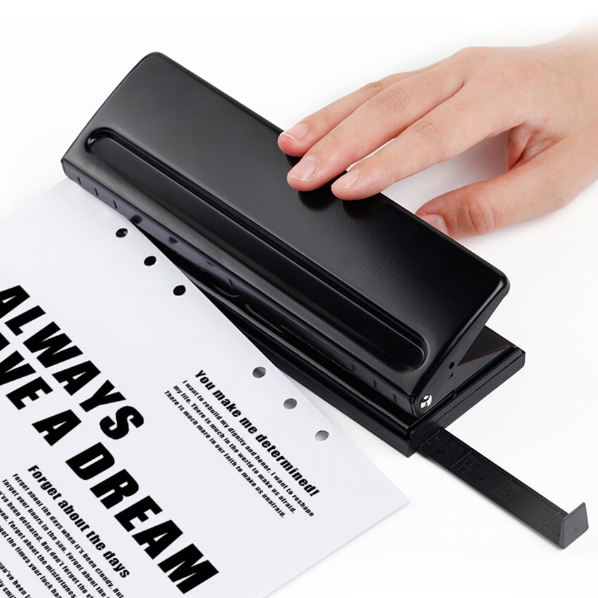 Punzón de papel estándar de 6 agujeros, grapadora ajustable, suministros de encuadernación para el hogar y la oficina, equipo de papelería para estudiantes
