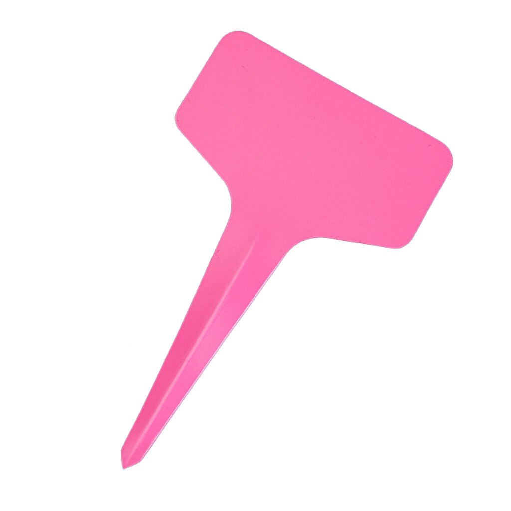 100pcs Gardening Plant Label Waterproof Plant Markers Plastic Insert Ground Card T-shaped Plant Lables Graines A Planter: Pink 