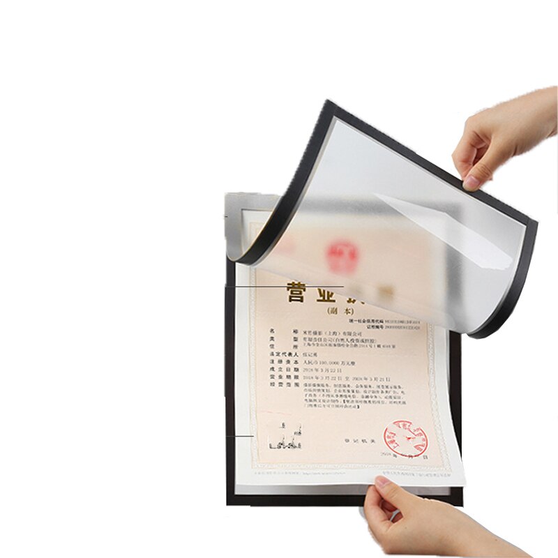 A4 2PCS Double-sided Magnetic Display Posts Self-adhesive PVC Poster Frame Certificate Documents Paper Picture Decoration Frame