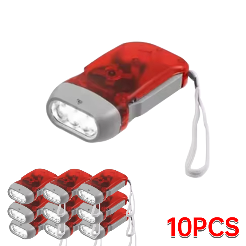 LED Hand Pressed Eco-friendly Flashlight, Portable Camping Light, Mini Hand Pressed Generator Crank Flashlight, Pocket Light: Silver