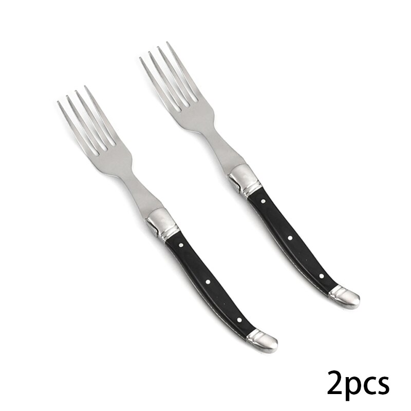 Laguiole-tenedores de acero inoxidable para carne, conjunto de tenedor de mesa para ensalada con mango de madera negra, de 9 pulgadas cubiertos de cocina, navidad: 2pcs dinner forks