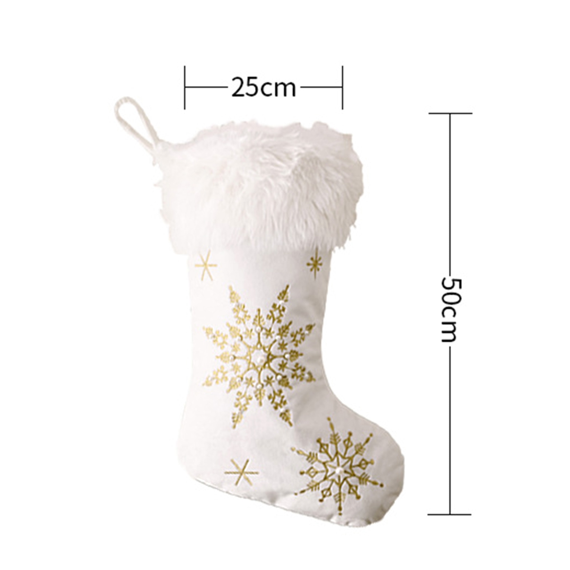 Flannel perle snefnug julestrømper slikpose xmas sokker juletræ hængende ornament dekoration