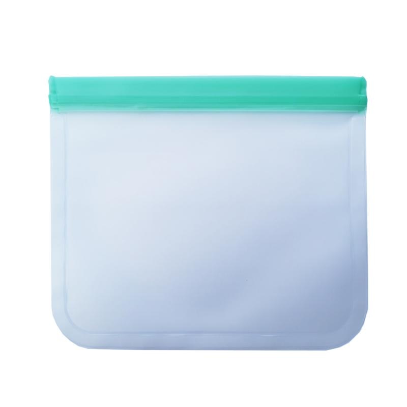 Translucent Food Storage Bag Reusable Freezer Bag PEVA Ziplock Silicone Bag Leakproof Top Kitchen Organizer: Green