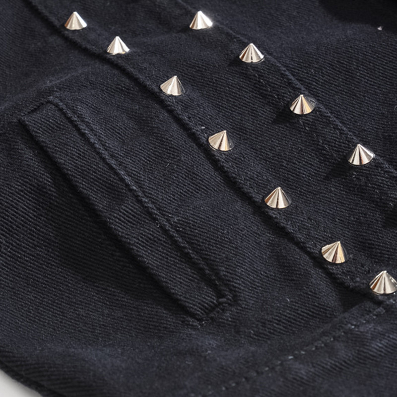 XIU LUO 5XL Denim Weste männer Punk Felsen Stil Niet Cowboy Schwarz Jeans Weste roh Rand Männlichen Motorrad Jacke ärmel Panzer