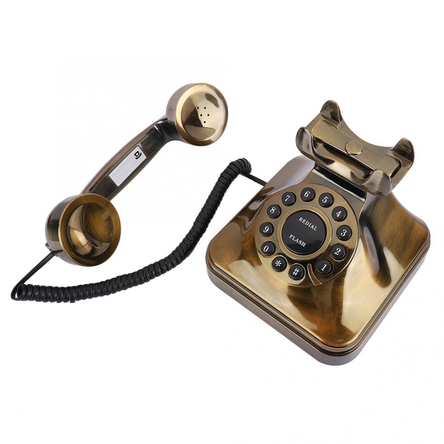 Téléphone fixe de bureau rétro Vintage, ancien téléphone fixe à cordon Bronze Antique pour la maison, le bureau, la décoration d&#39;hôtel