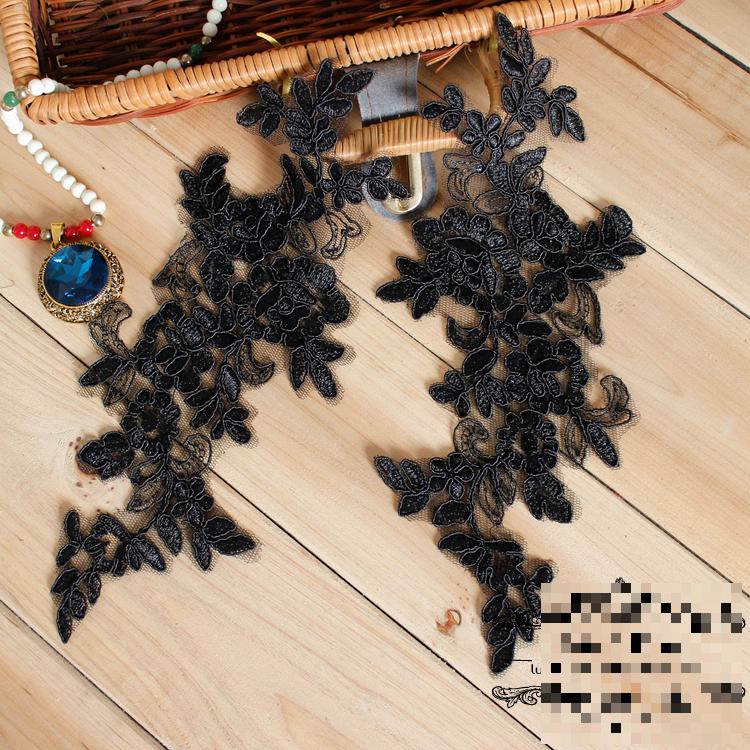 Flerfarvet fem par broderi blonder brudekjole håndlavet diy brude hovedbeklædning materiale blonder tilbehør