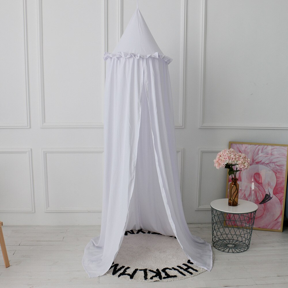 Kids Girls Tents Play House Baby Teepee for Children Princess Tipi Tent Canopy Baby Crib Netting Round Hung Dome Net Room Decor: white