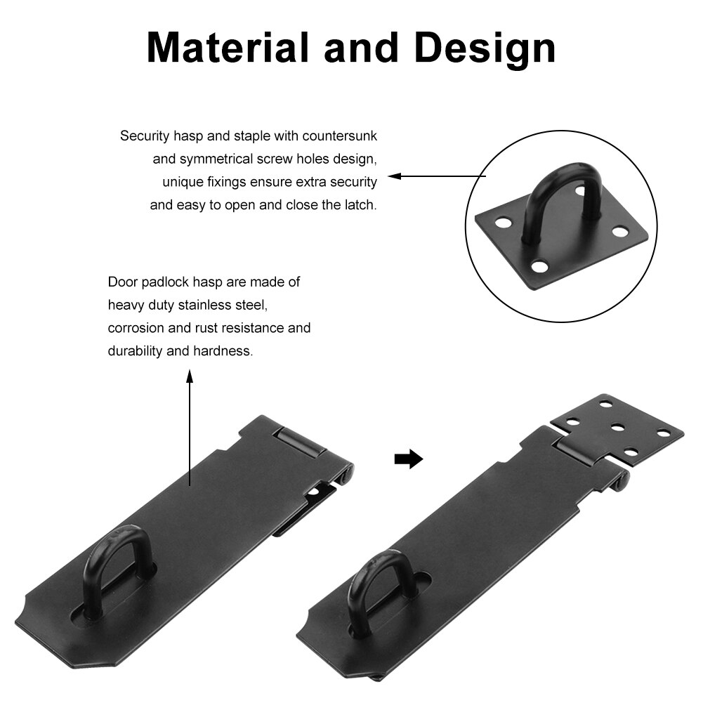 5inch Stainless Steel Anti Theft Door Hasp Hardware Cabinet Latch Lock Padlock Clasp Drawer Heavy Duty Staple Easy Install Home