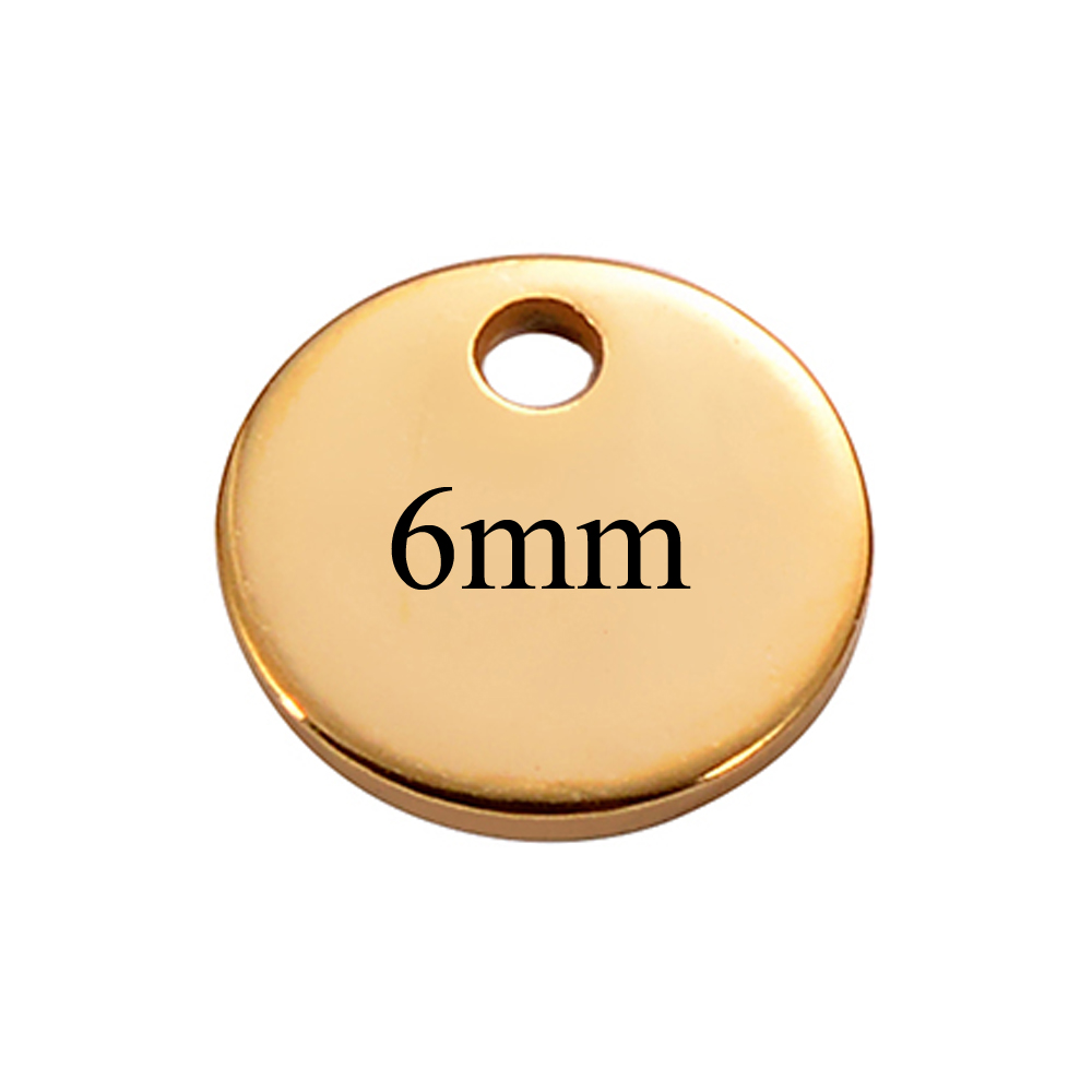 50 Pz/lotto In Acciaio Inox 6mm 8mm 10mm 12mm Tag Vuoti FAI DA TE Per La Produzione di Gioielli Pendenti E Ciondoli Rotondi Del Pendente All'ingrosso: Oro-colore