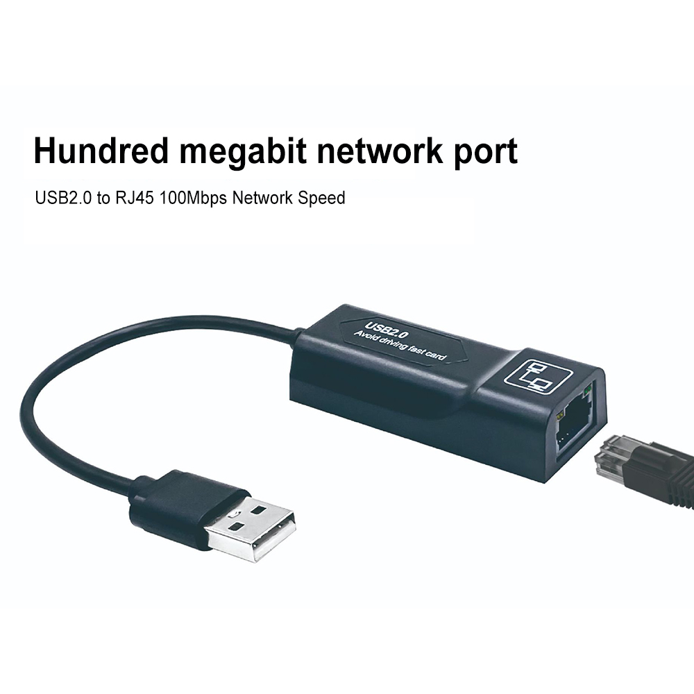 Usb ethernet-adapter usb 2.0 til rj45 nettverkskort med otg-kabel lan 100m nettverksadapter med ledet-indikator støpsel og spille