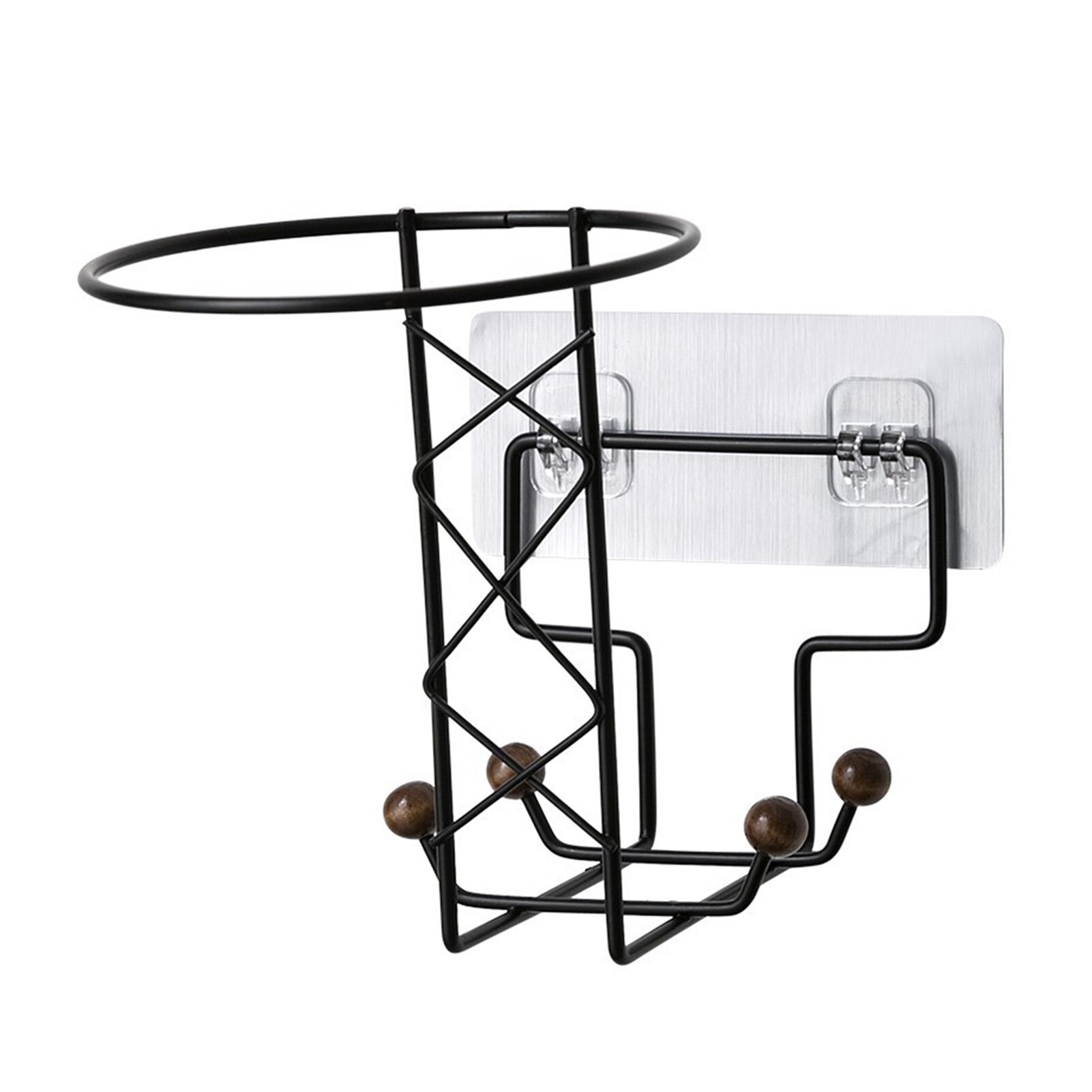 Bicycle Helmet Rack Free Perforated Motorcycle Hanger Multifunctional Wall-mounted Hat Storage Rack Without Trace Paste Coat Rac: Black