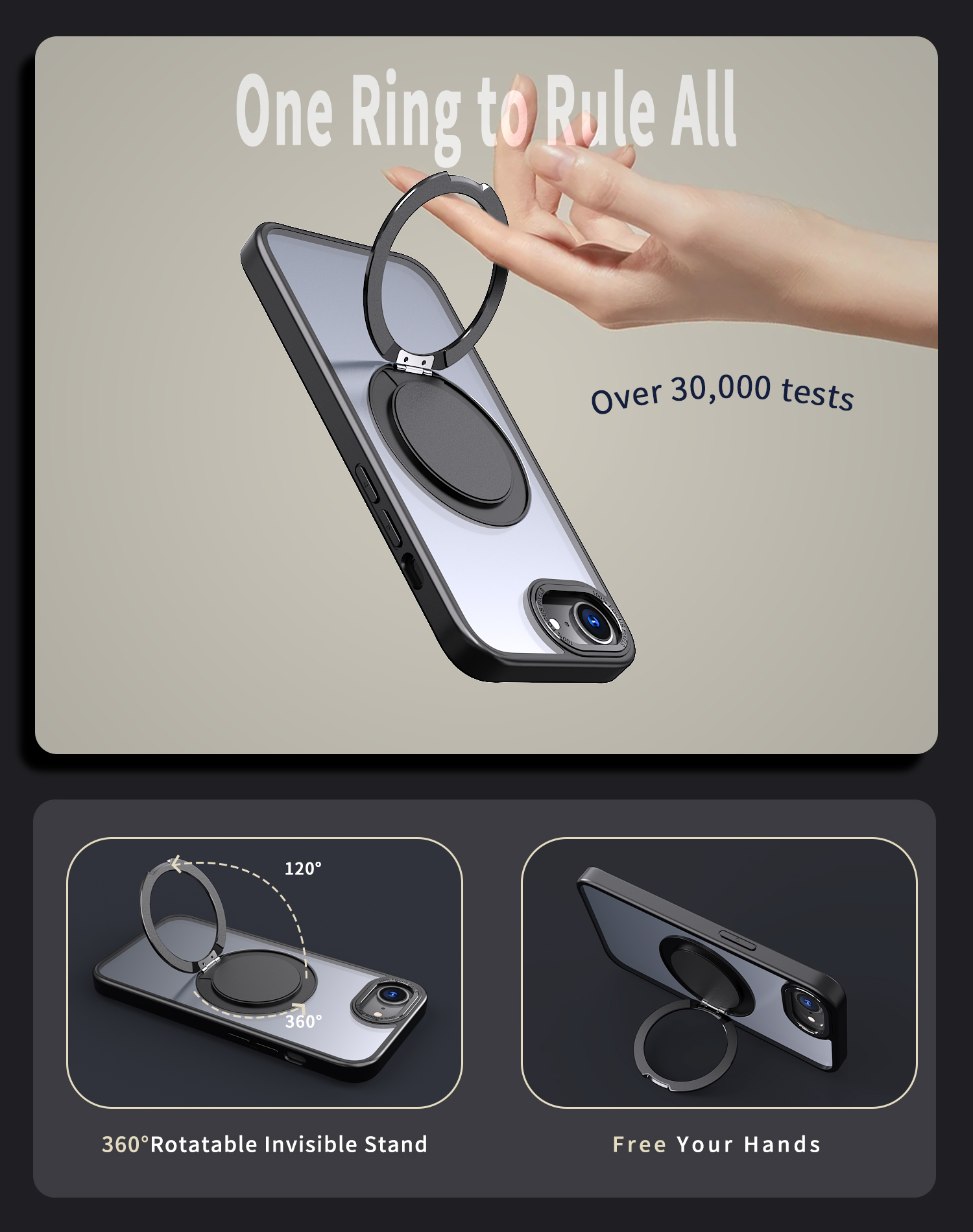 Fit iPhone 16e telefoonring metalen standaard schokbestendig hoesje, magnetisch voor iPhone 16e 2025 hoesje [compatibel met MagSafe]