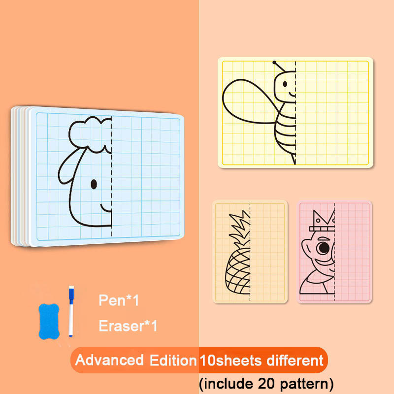 Niños enrejado dibujo simétrico gráficos rompecabezas juguetes concentración creativa tren rastreo pintura tarjetas niños material didáctico: Verde