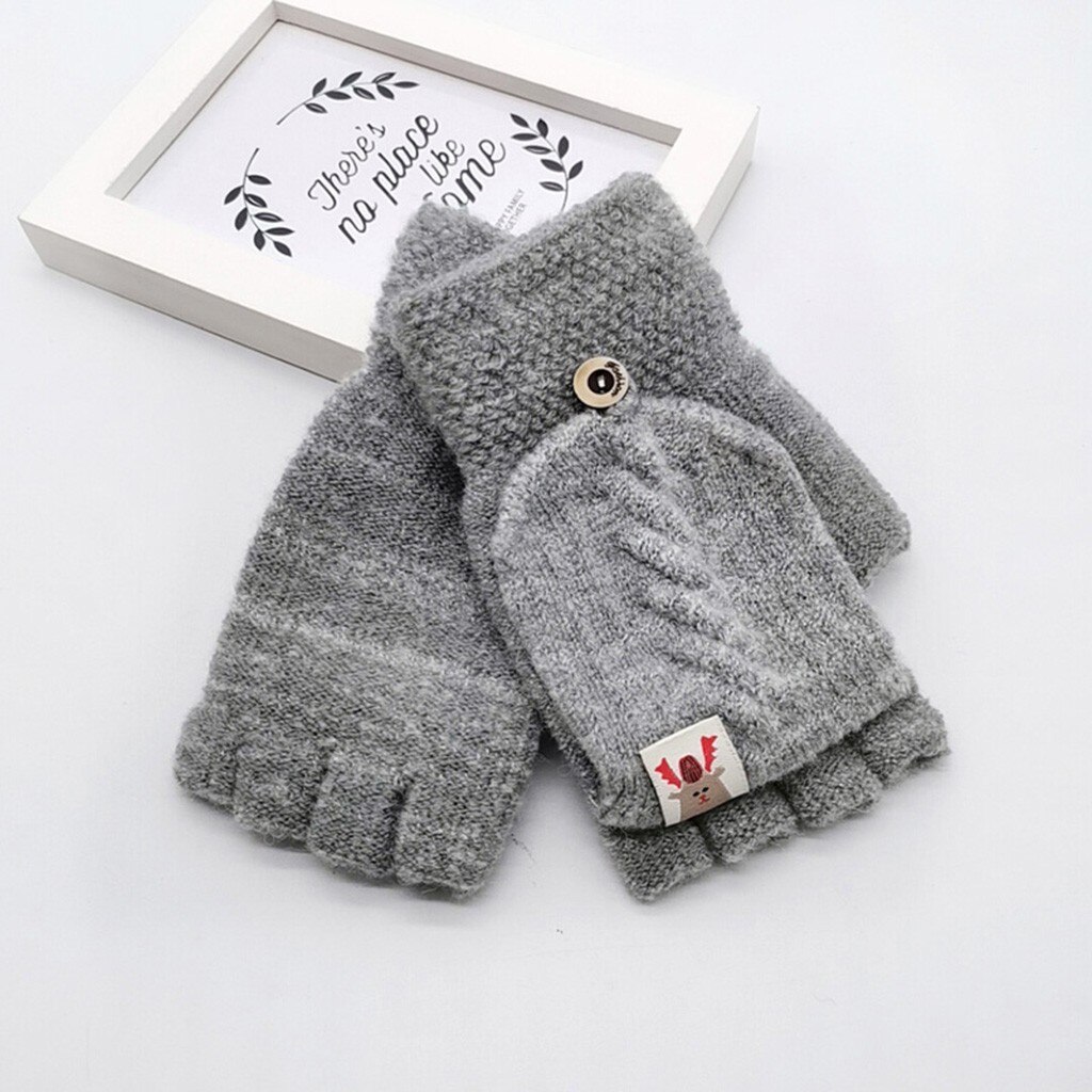 Telotuny bebê fingerless luvas de malha crianças inverno pelúcia veludo flanela quente engrossar luvas wanten kinderen zs26: GY