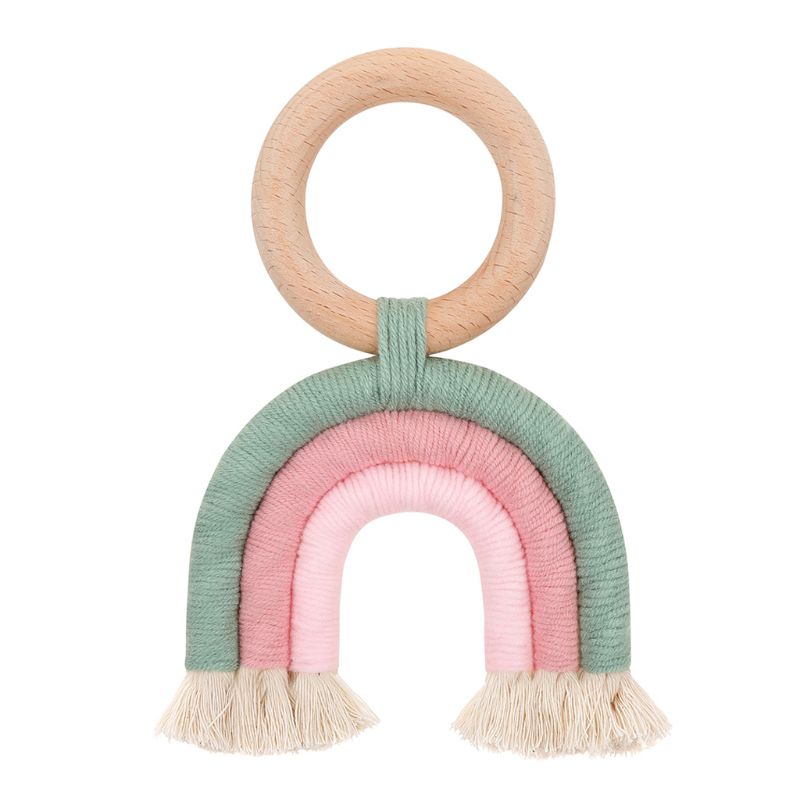 Christmas Baby Rainbow Teething Ring Safety Wooden Teether Baby Care Shower C6UF: Q160