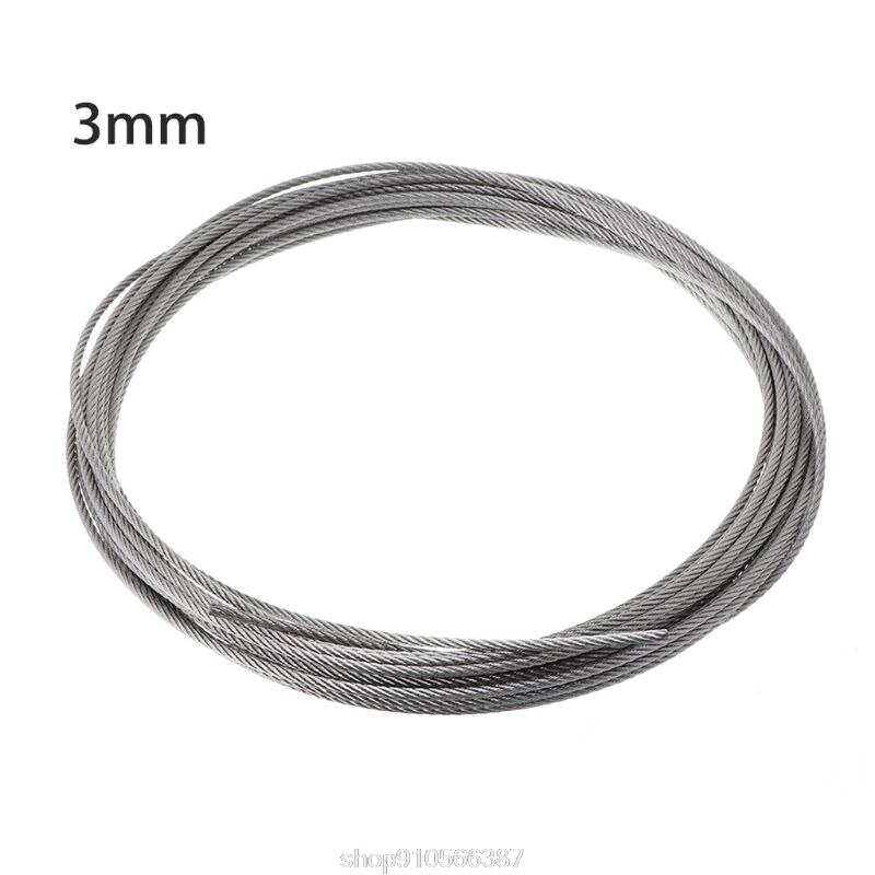 10m 304 Stainless Steel Wire Rope Soft Fishing Lifting Cable 7×7 Clothesline N17 20
