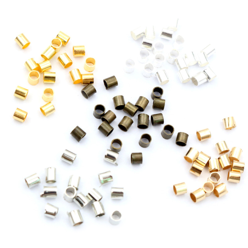 500pcs 1.5 2.0mm Or Argent Couleur Tube Crimp End Perles Bouchon Spacer Perles Pour Collier Fabrication de Bijoux DIY conclusions Fournitures