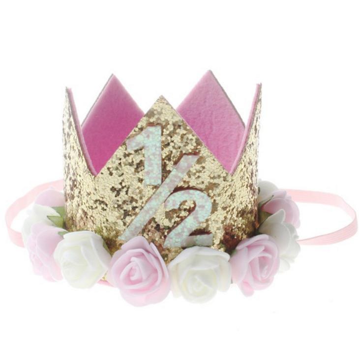 1 PC Feliz Festa de Aniversário Da Menina Do Bebê Chapéus Criança Flor Princesa Coroa Headband Do Chuveiro de Bebê de Um Ano 1st Aniversário Decor fonte do partido: 4