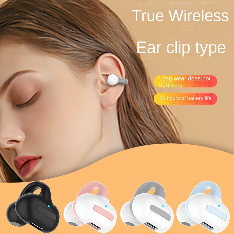 Ear Clip-on Bluetooth Earphones 24Hours Long Endurance Sports Headphones Noise Cancelling Bone Conduction Headset TWS Earbud