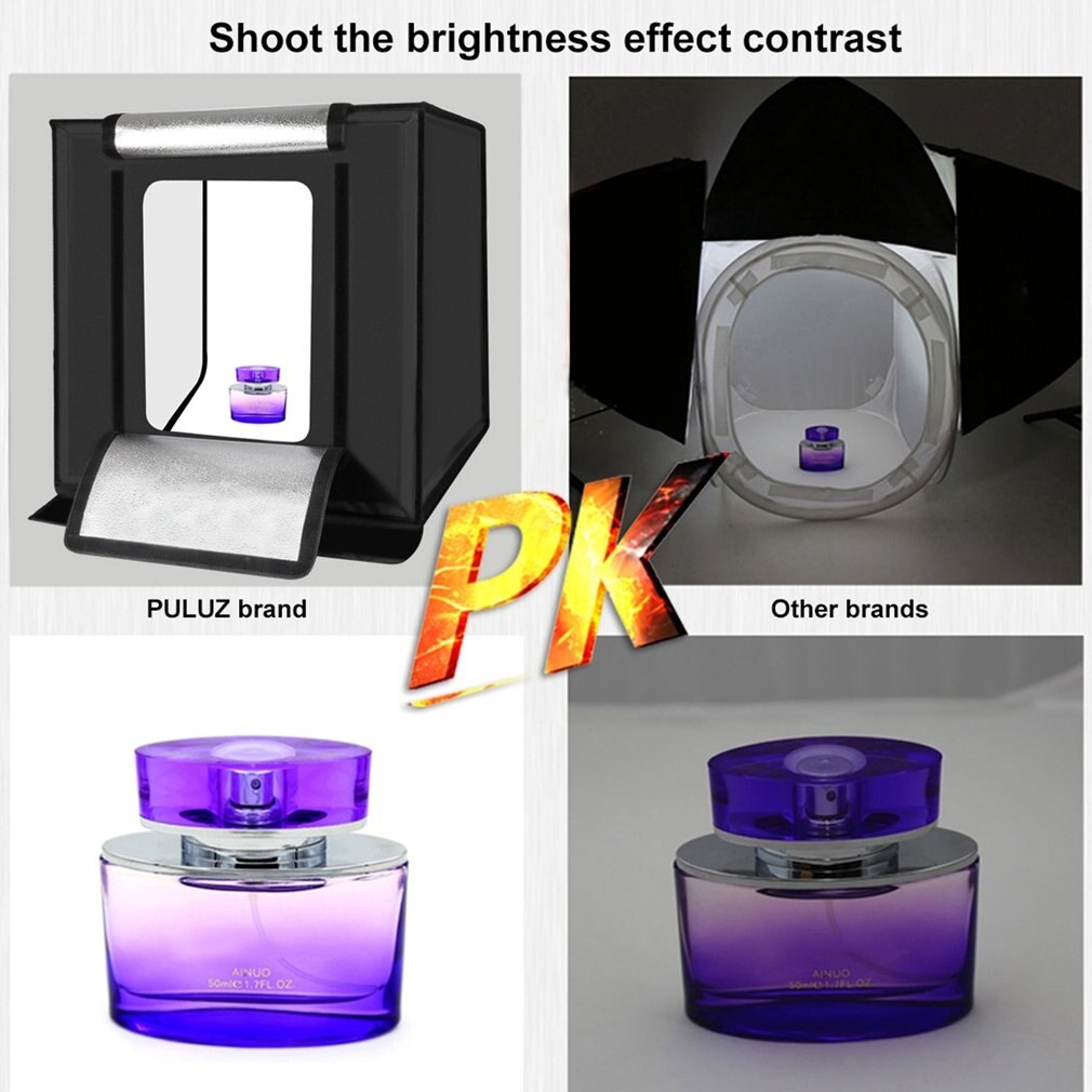 PULUZ 60*60cm 24 Light Box Portable Mini Photo Studio Box Softbox 60W White Light Photo Lighting Studio Shooting Tent Box Kits