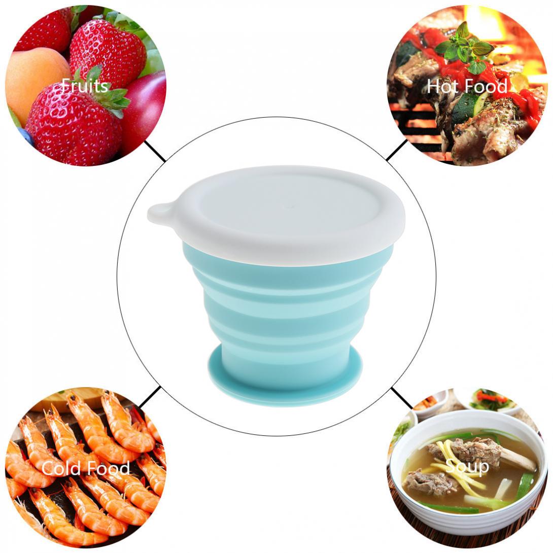 100ML 2 Kleuren Optionele Draagbare Schaalbare Circulaire Siliconen Opvouwbare Beker met Tether voor-50 Celsius ~ 200 Celsius