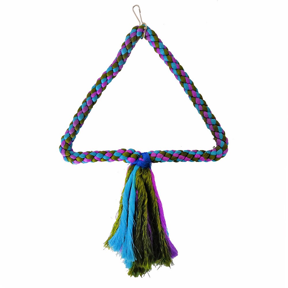 Bird Toy Woven Cotton Rope Parrot Swing Toy Funny Geometric Bird Stand Chewing Rack Parrot Hanging Playing Toys Bird Accessories: 22x32cm