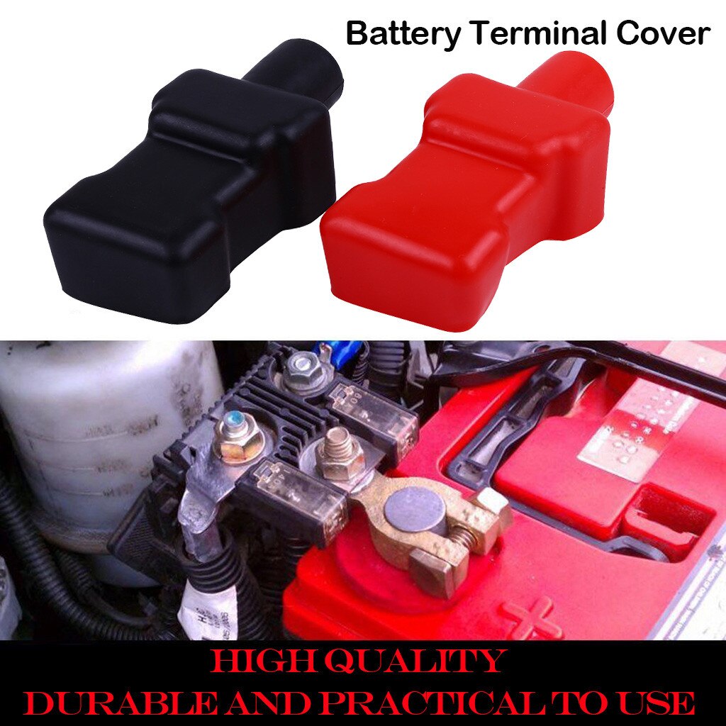 1 par pvc bilbatteri negativ positiv endehætte cap skibisolering beskytter batteridæksel rød / sort batterie de voiture: 75 x 40 x 22 mm