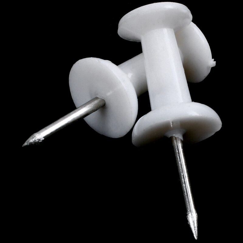 Plastic Head Push Pins Color White Pack of 100