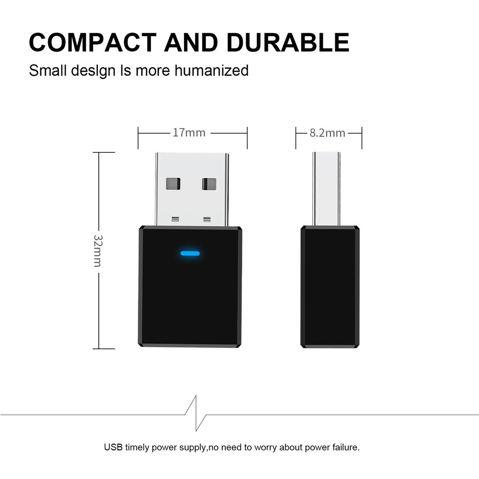 VIKEFON-adaptador inalámbrico USB para ordenador, Dongle Bluetooth 5,0, transmisor receptor Bluetooth