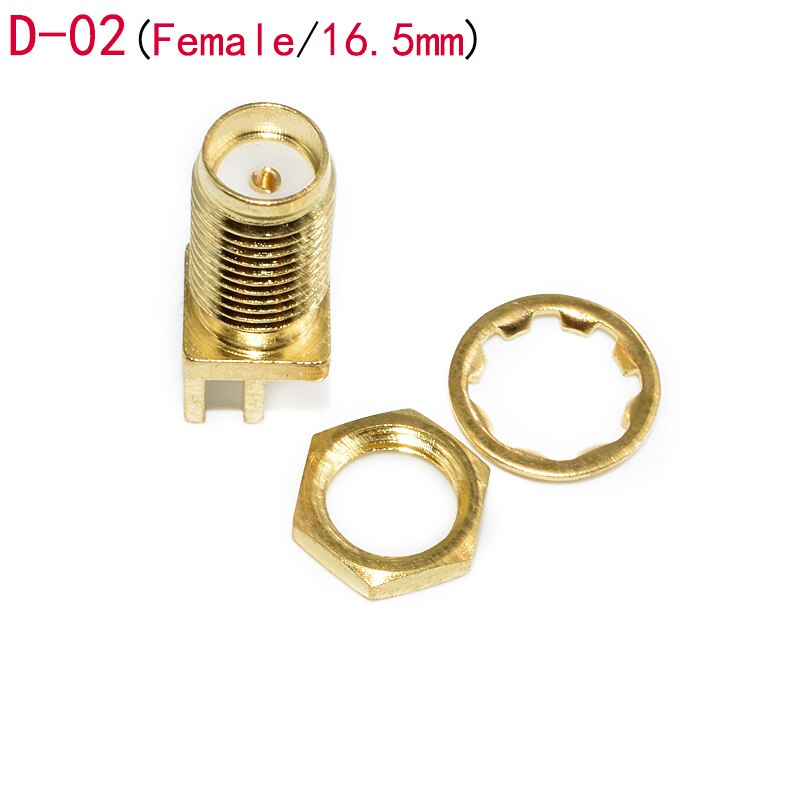 5Pcs SMA Male Female Jack Adapter Solder Edge PCB Straight Mount RF Copper Connector Plug Socket: D-02-Female-16.5mm