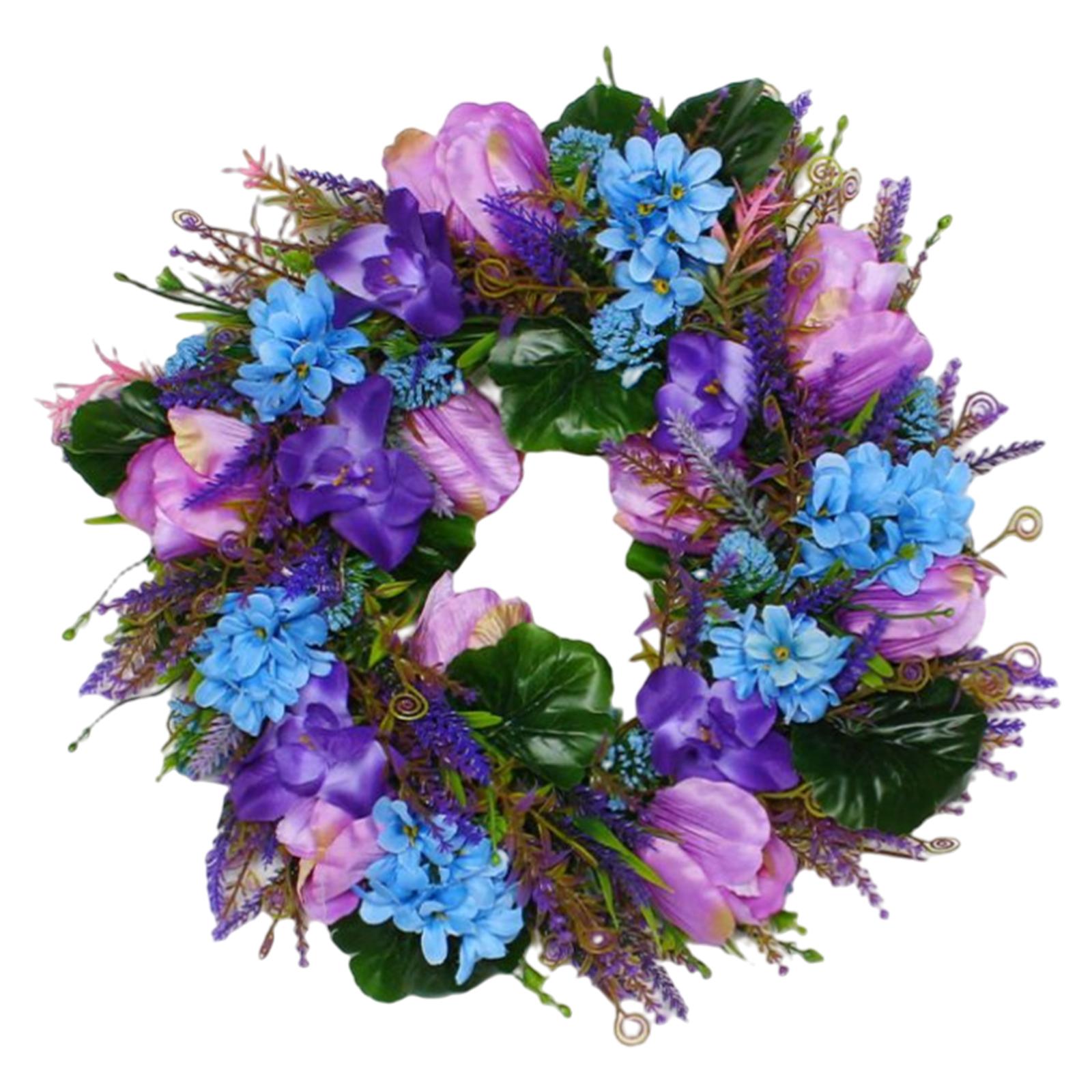 14 inch Colorful Flower Wreath Floral Wreath Lavender Wreath Artificial Spring