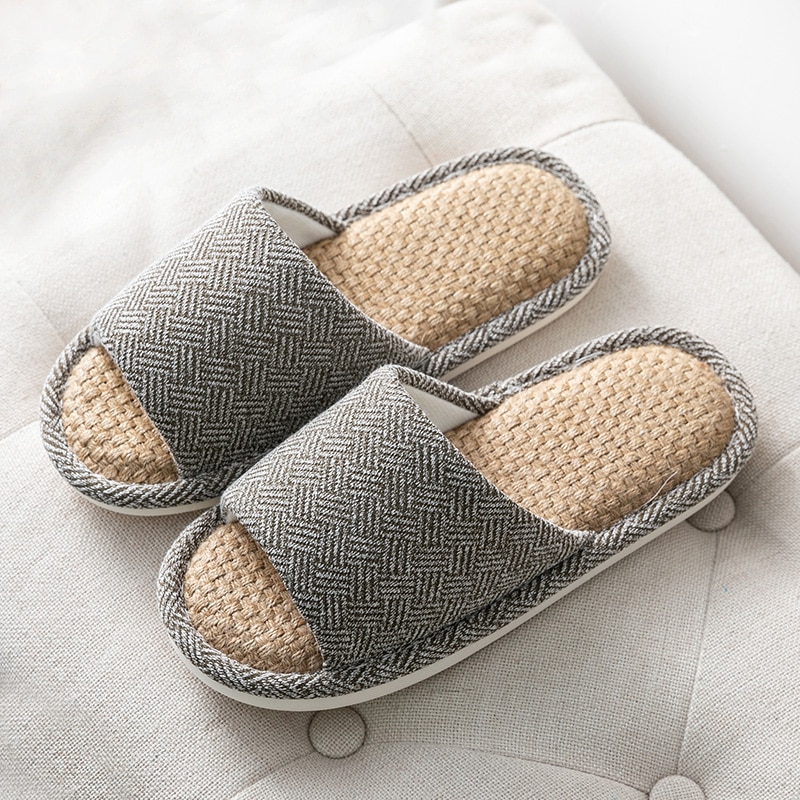 TZLDN Uomini Pantofole Estive Morbido lino Coperta Casa di Vibrazione di Cadute di Canapa aprire dito del piede Sandali Ragazzi piatto casuale Presentazioni Aziende Produttrici Giochi spiaggia grande dimensione scarpe