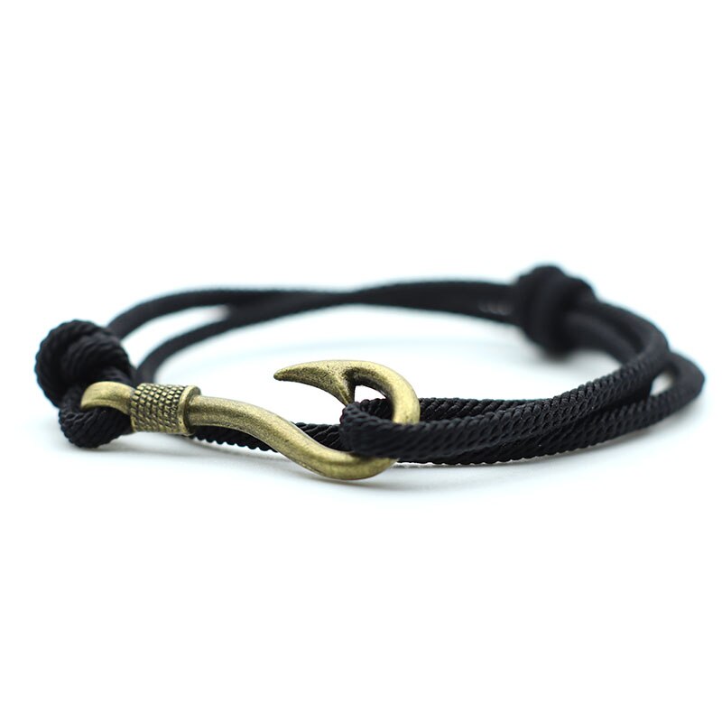 Vintage hameçon homme Bracelets accessoires mâle Double couche chanceux vin rouge Braslet tressé Bracelet réglable pour lui: VERMEIL