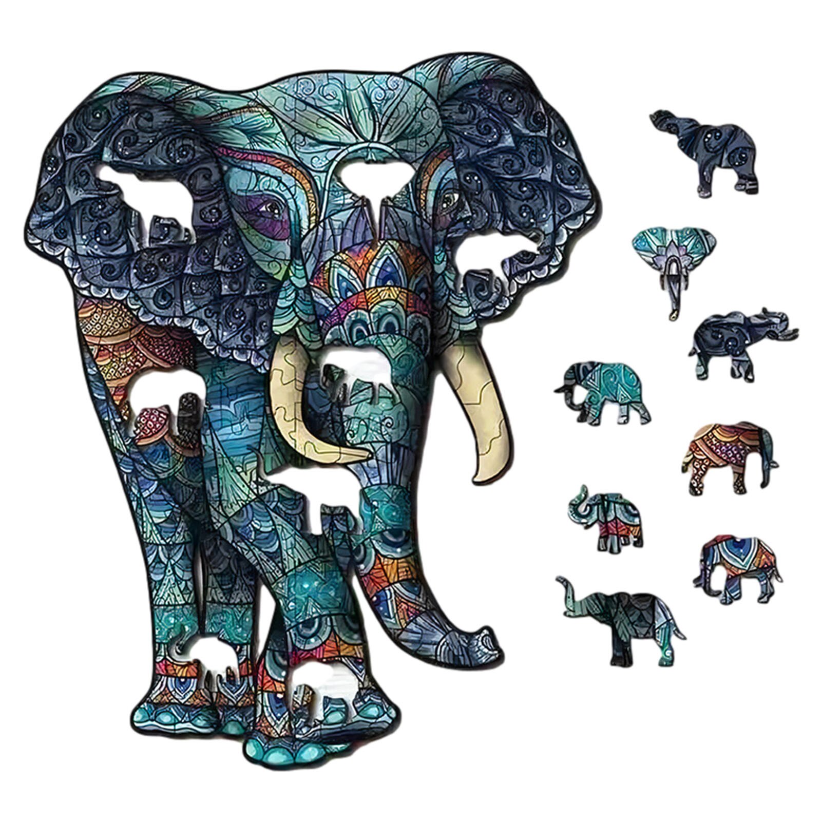 Popit Fidget Toys Animal Shaped Jigsaw Unique Shaped Simple Dimple Wooden Jigsaw Puzzle Fox Puzzle Educational Games Toys: A4 Elephant