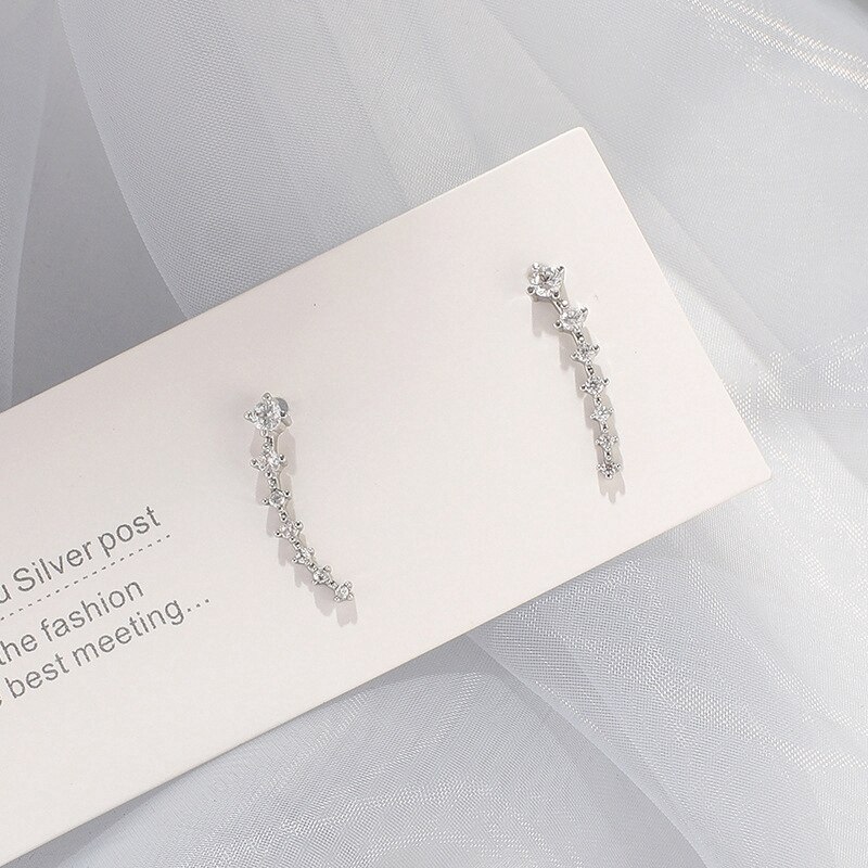 Ear Bone Clip Exquisite Copper Inlaid Shiny Earrings Flashing Diamond Earrings Simple and for Women