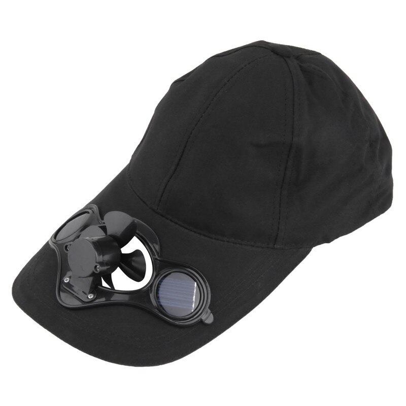Zomer Cap Zonne Hoed Sport Hoed Outdoor Met Sun Power Koel Ventilator Voor Fietsen Vier Kleuren: black