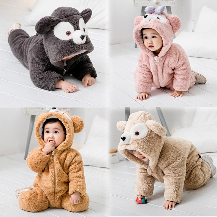 Kinderen cartoon jumpsuit pyjama leuke dier outfit baby kleding in de winter thuis outfit baby kleding in de winter