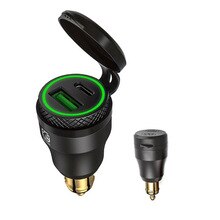 Waterproof Adapter Socket For BMW Motorcycle Hella Aluminum Black Green LED