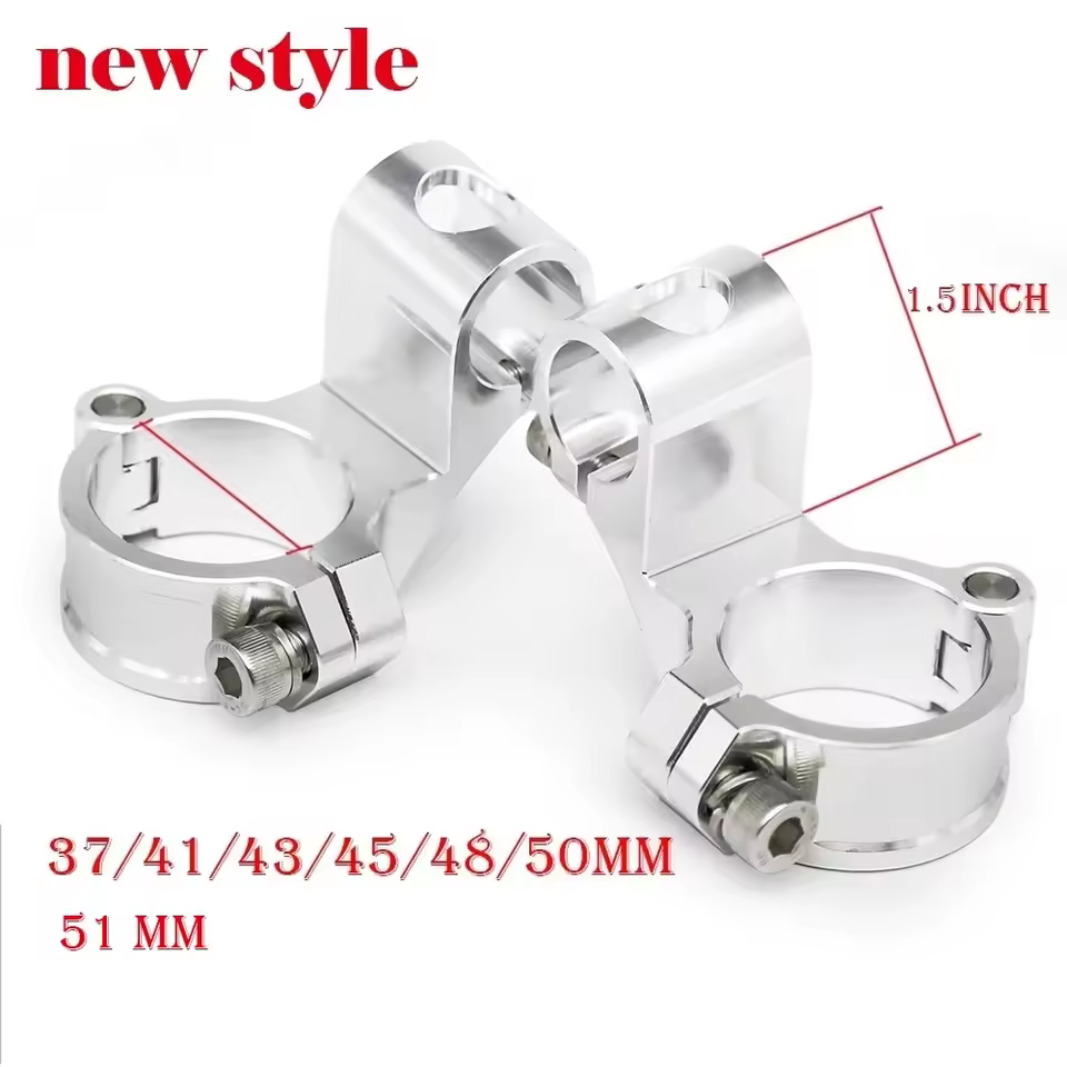 Motorcycle CNC Cafe Racer Handlebar Racing 37 41 45 48 50MM Clip On Fork Handle Bar 1.5 Inch Riser Rised Clip on