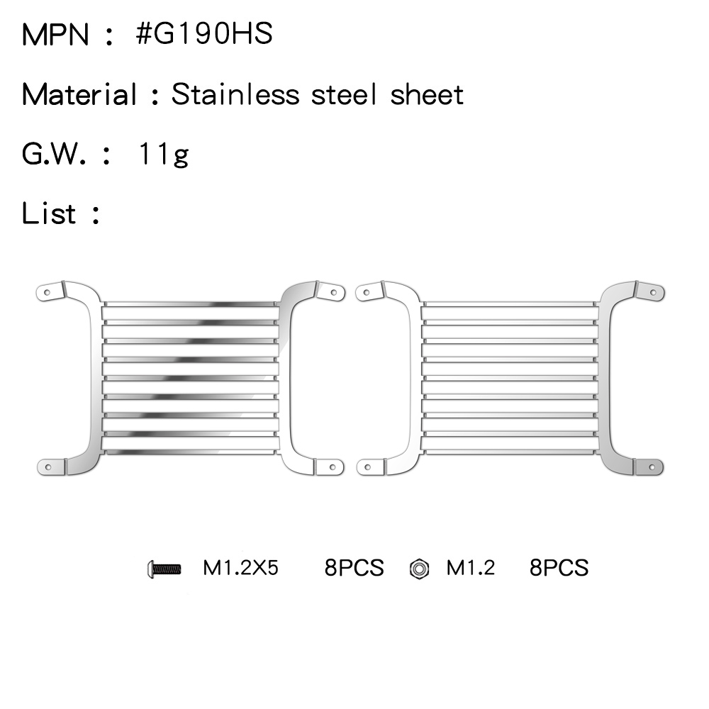 GRC 1/8 Edelstahl Front Lampenschirm Schutznetz Scheinwerfer Metallgitter für H8H Defender Upgrade Option Teile # G190HS/HB: WHITE